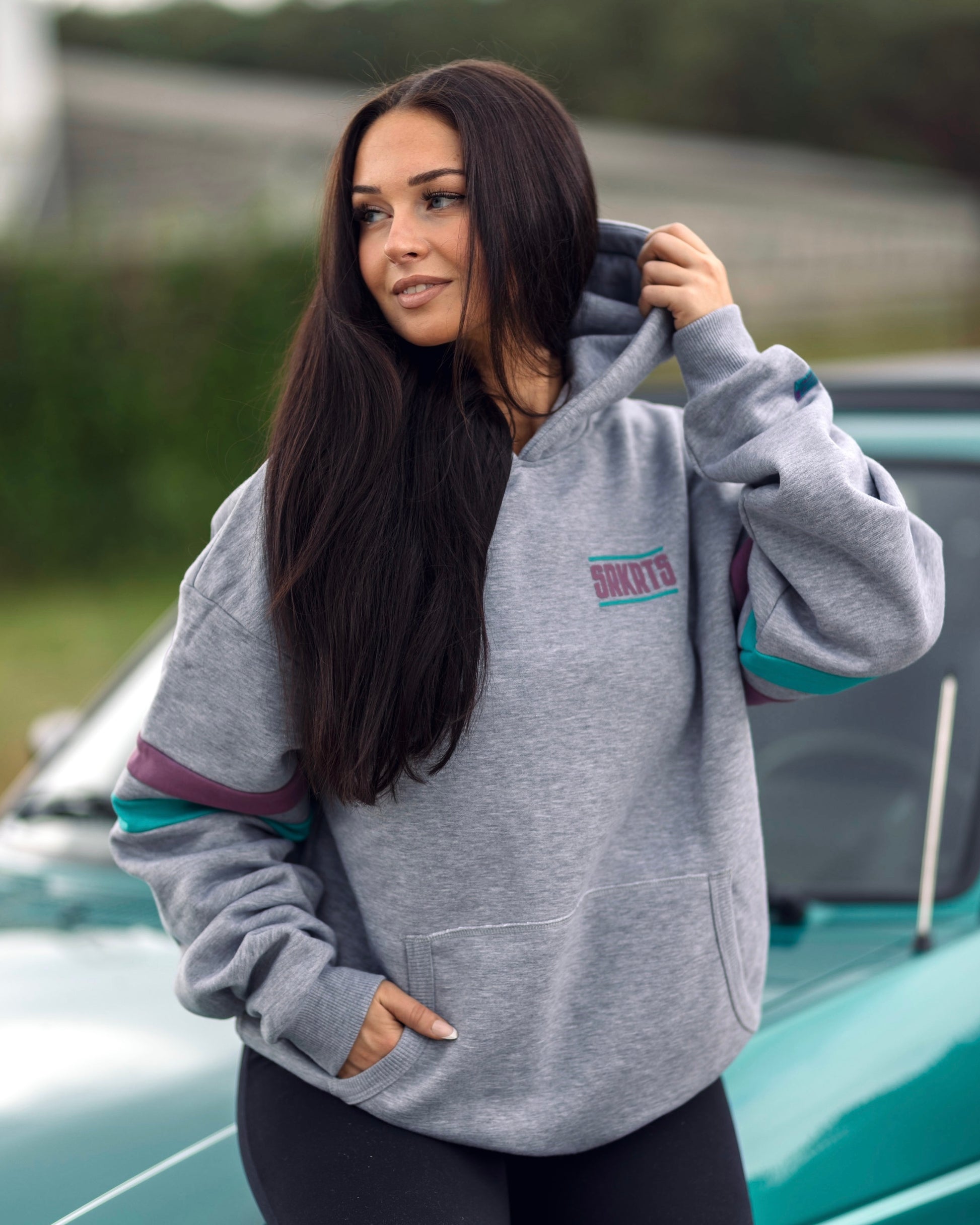 Oversized Unisex Hoodie | Stripes | Gray Melange
