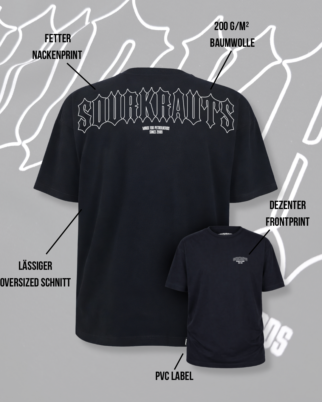 Oversized | T-Shirt |  Spikes | Schwarz