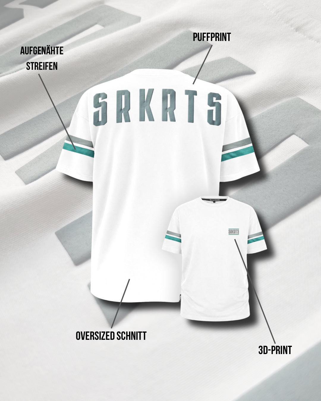 Oversized T-Shirt |  Stripes | Weiss