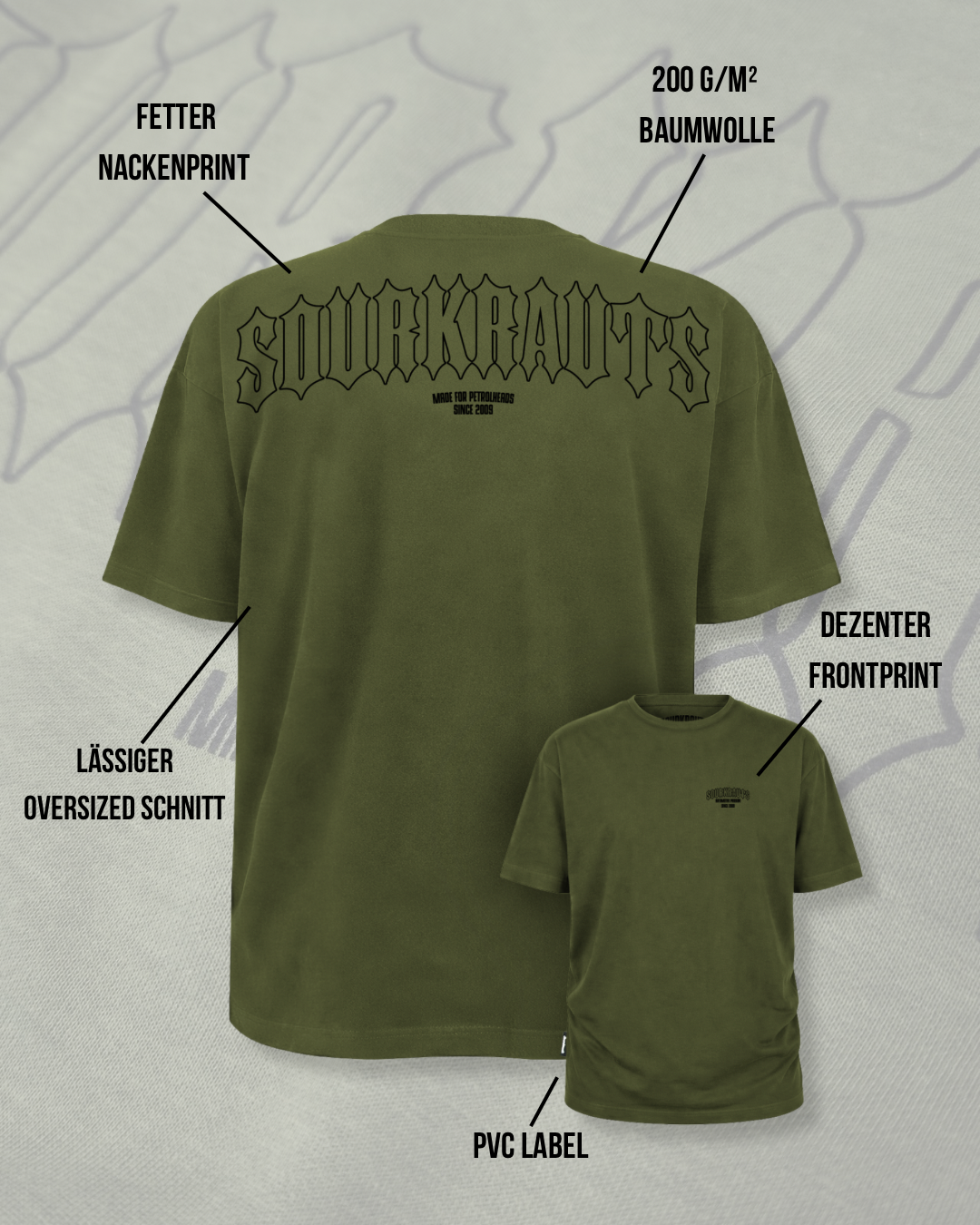 Oversized | T-Shirt |  Spikes | Olive